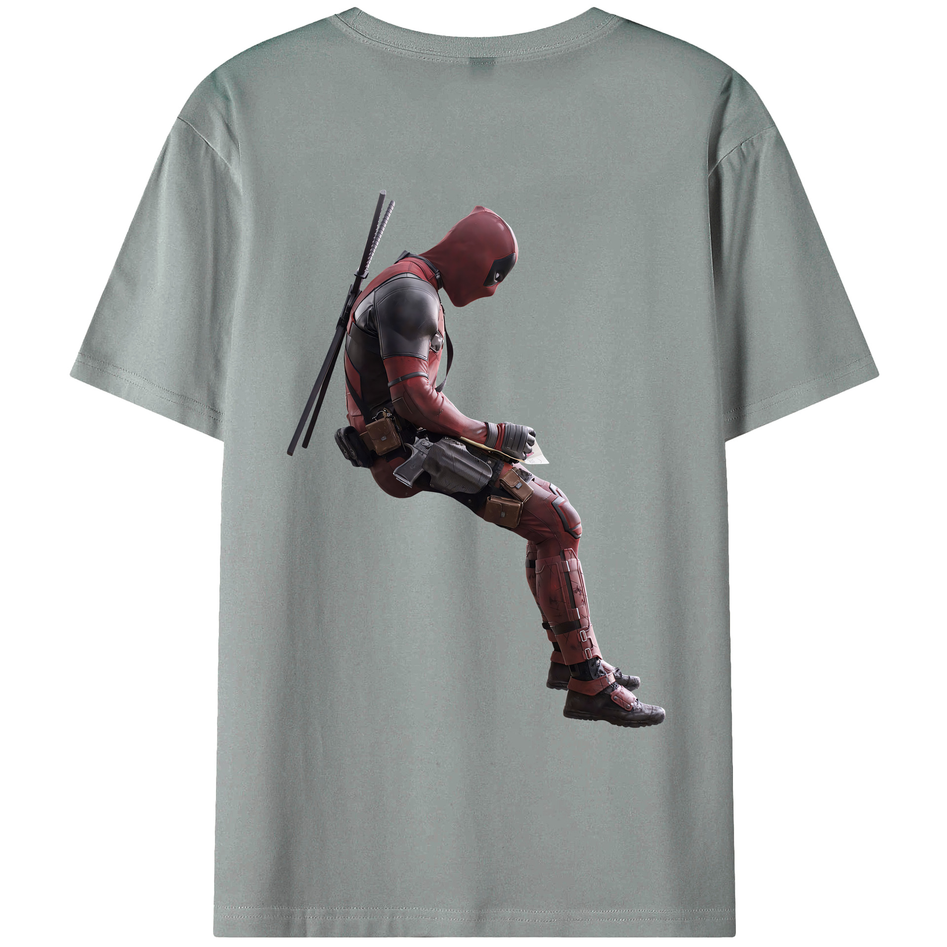 （画像用） Deadpool デッドプール 綿100％ メンズ半袖Tシャツ（バックプリント） 通気性